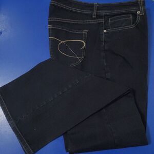 Chico's Platinum Trouser Women Sz 2 (US 12) Wide Leg Indigo Blue Denim Jeans